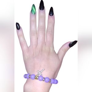 Glass Bracelet w/ Cross Charm